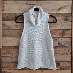 Pilcro Anthro Cream Cowl Neck Sleeveless Sweater Top Chunky Textured Knit Sz M